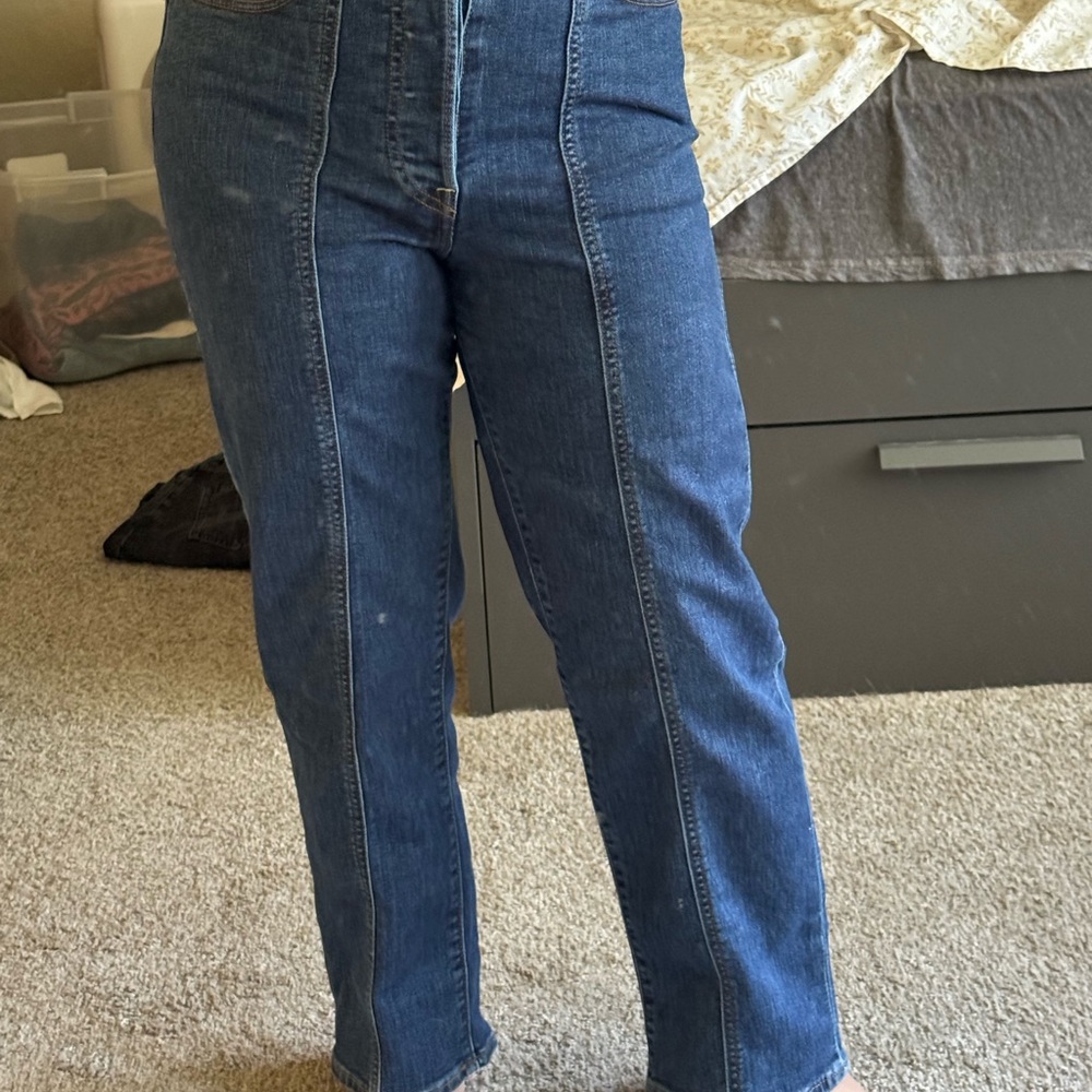 High-Waisted Blue Jeans